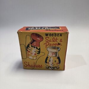 Vintage Wooden Salt and Pepper Shakers 3"
